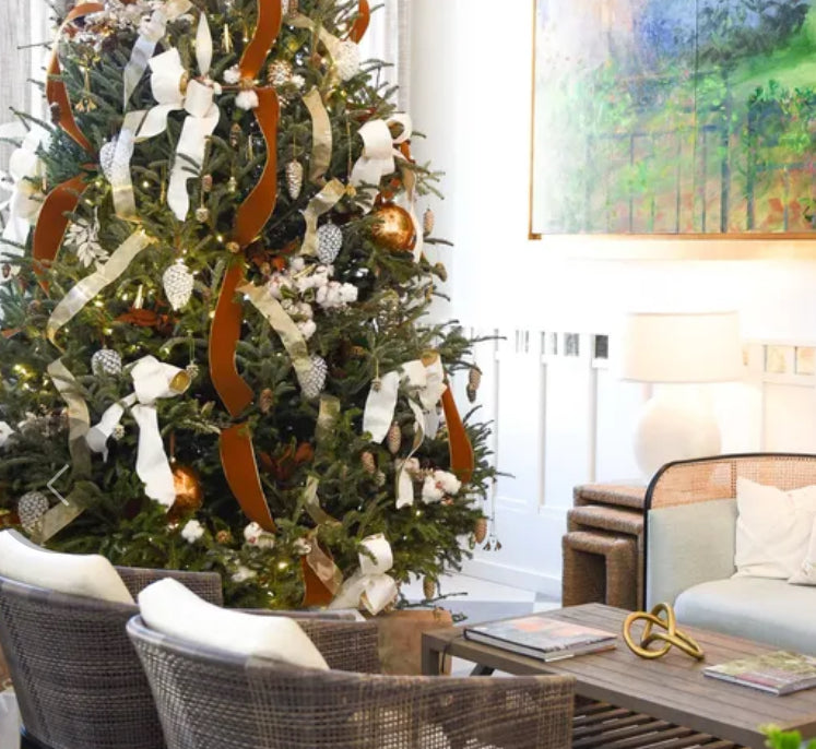Holiday decorating Charleston. Lobby Christmas tree. Corporate holiday decorations Charleston