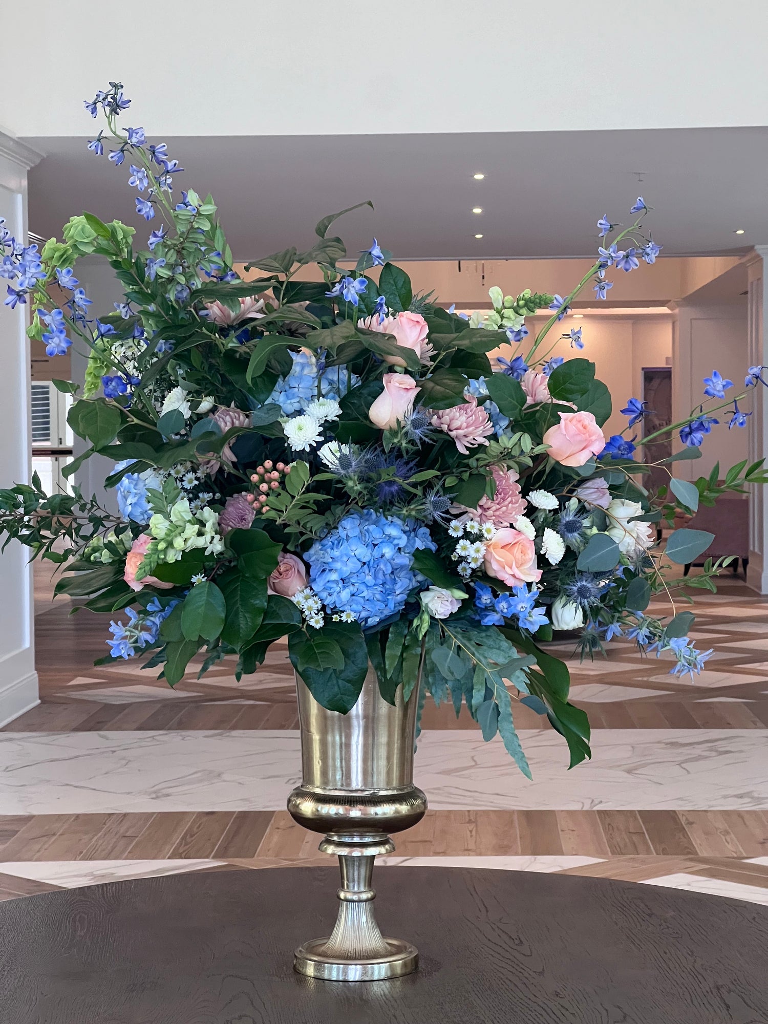 Large hotel lobby display Mt Pleasant SC. Hotel lobby florals Charleston SC