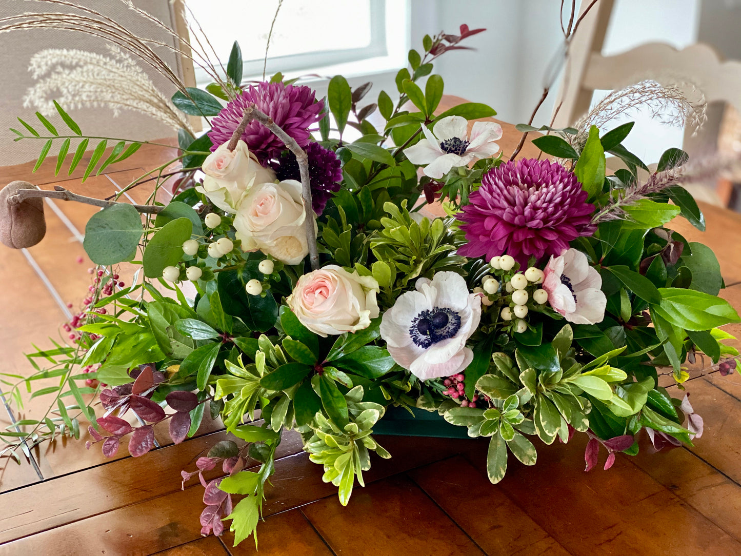 Large floral centerpiece for table. 